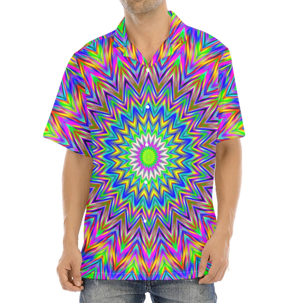 Colorful Psychedelic Optical Illusion Aloha Shirt