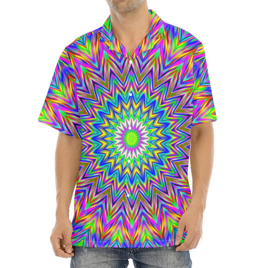 Colorful Psychedelic Optical Illusion Aloha Shirt