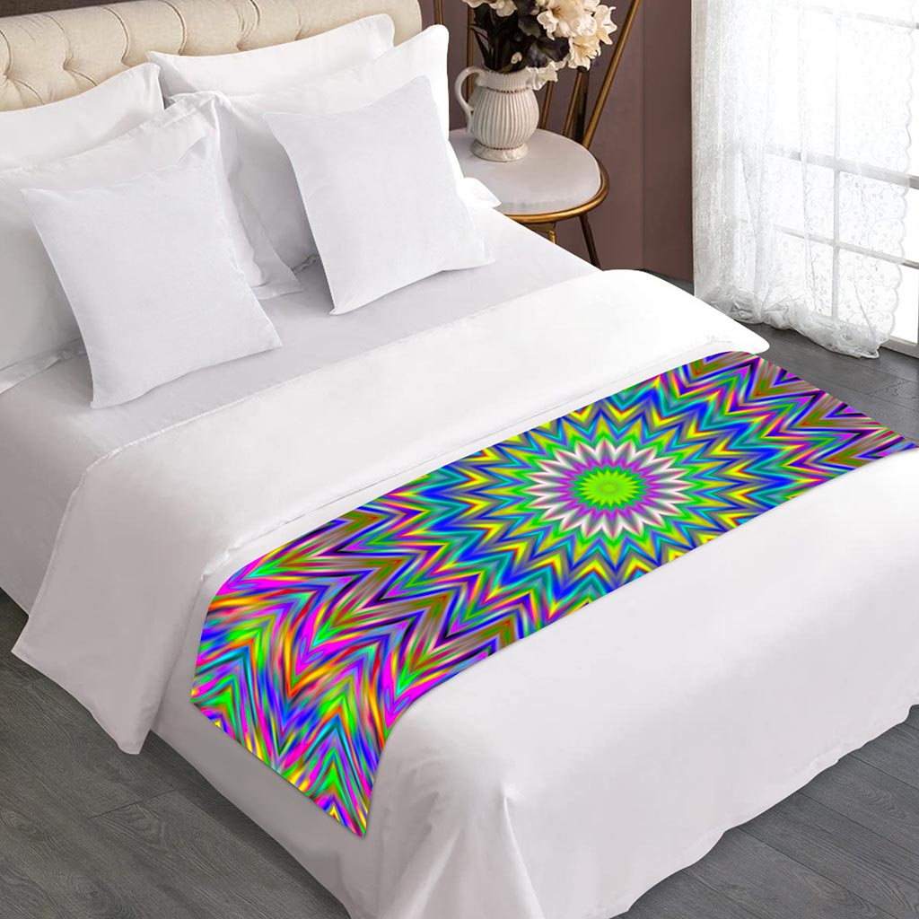 Colorful Psychedelic Optical Illusion Bed Runner