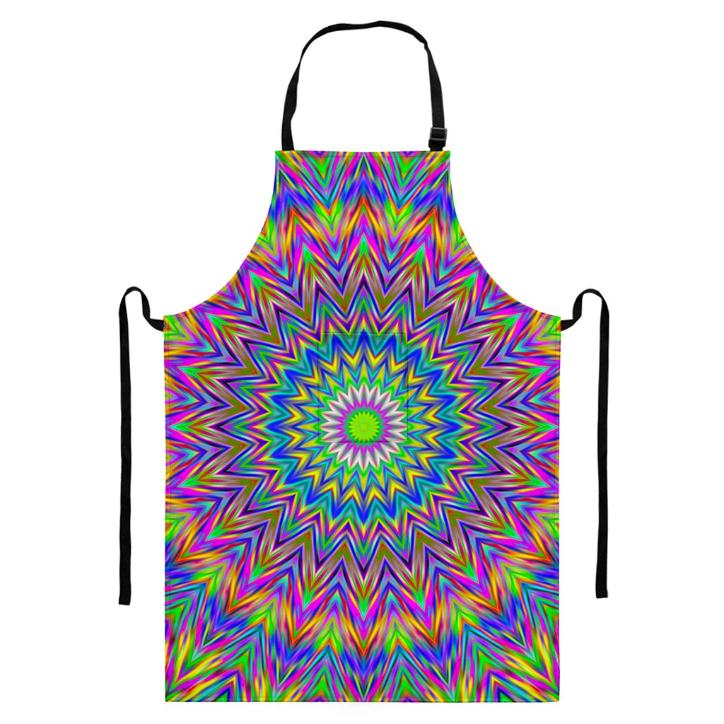 Colorful Psychedelic Optical Illusion Bib Apron With Pocket
