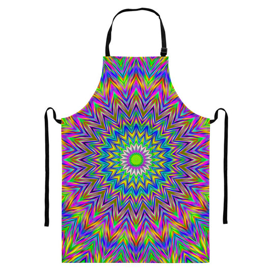 Colorful Psychedelic Optical Illusion Bib Apron With Pocket