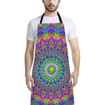 Colorful Psychedelic Optical Illusion Bib Apron With Pocket