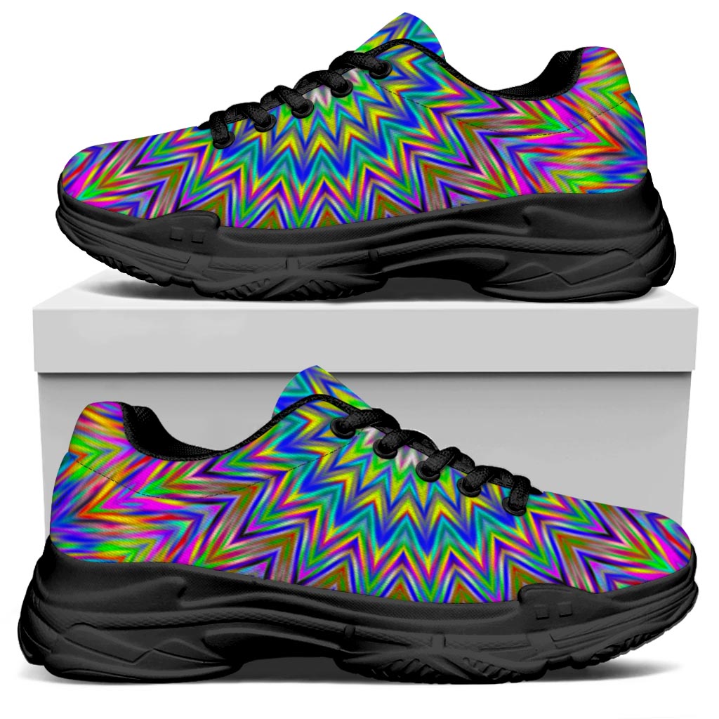 Colorful Psychedelic Optical Illusion Black Chunky Shoes