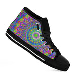 Colorful Psychedelic Optical Illusion Black High Top Sneakers