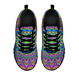 Colorful Psychedelic Optical Illusion Black Running Shoes