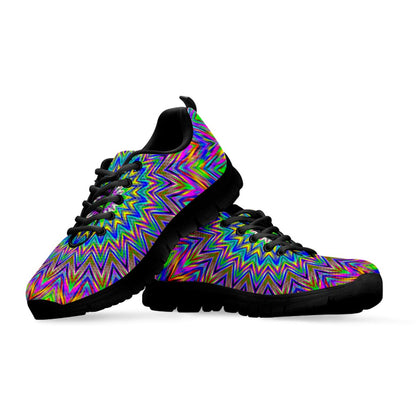 Colorful Psychedelic Optical Illusion Black Running Shoes