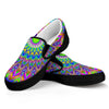 Colorful Psychedelic Optical Illusion Black Slip On Sneakers