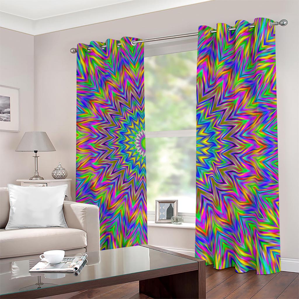 Colorful Psychedelic Optical Illusion Blackout Grommet Curtains