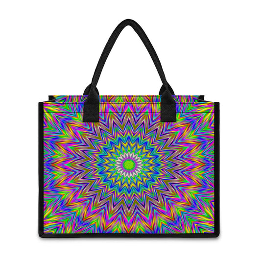 Colorful Psychedelic Optical Illusion Canvas Tote Bag