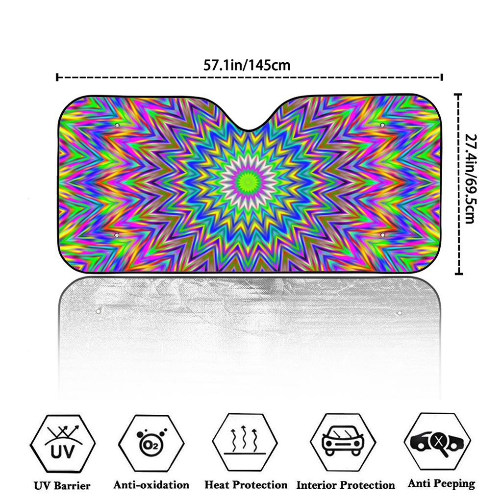 Colorful Psychedelic Optical Illusion Car Windshield Sun Shade