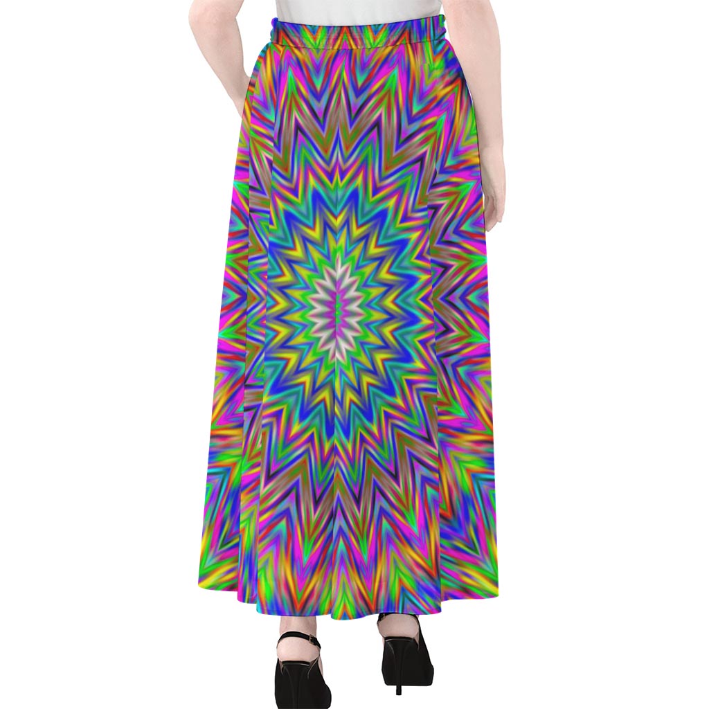 Colorful Psychedelic Optical Illusion Chiffon Maxi Skirt