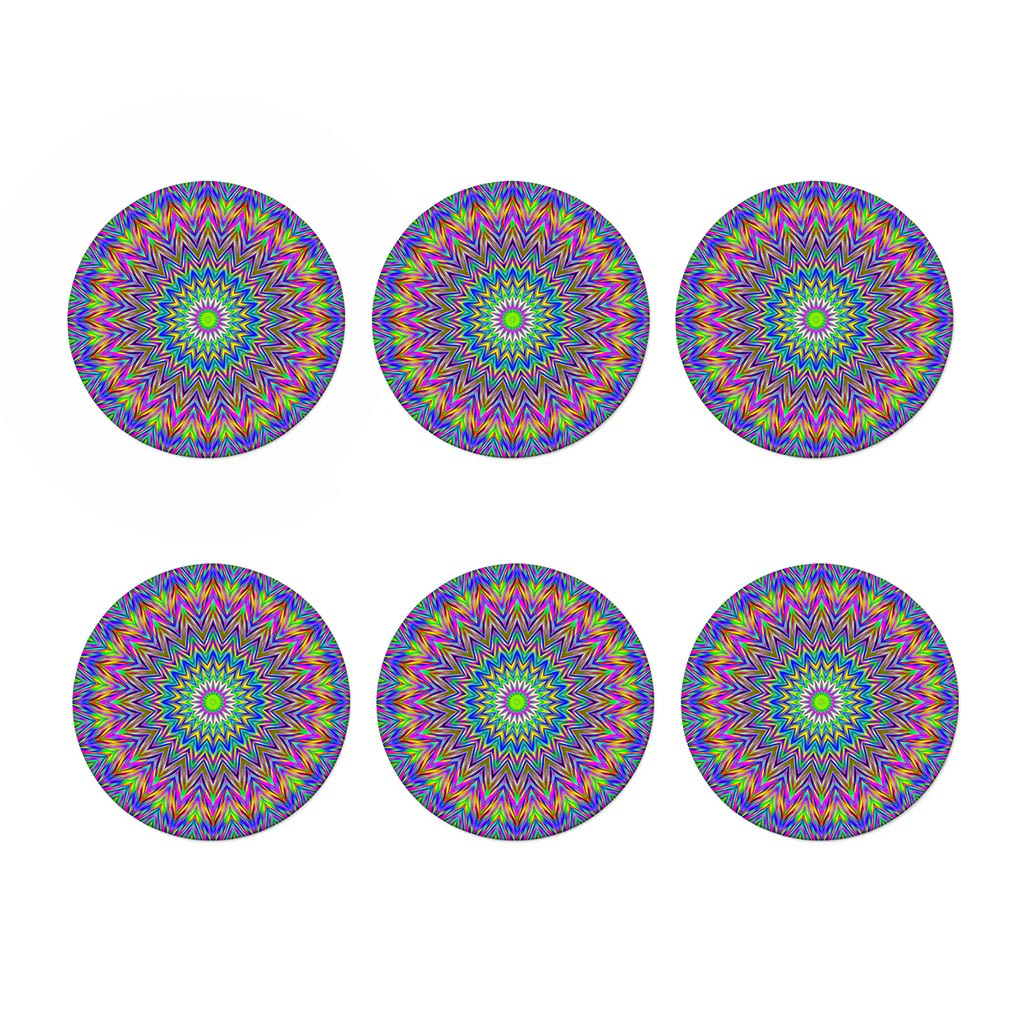 Colorful Psychedelic Optical Illusion Coaster Set
