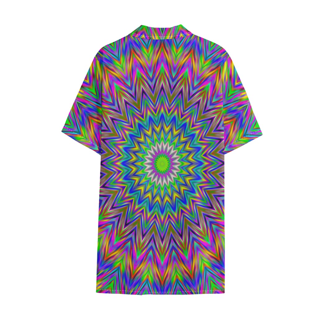 Colorful Psychedelic Optical Illusion Cotton Hawaiian Shirt