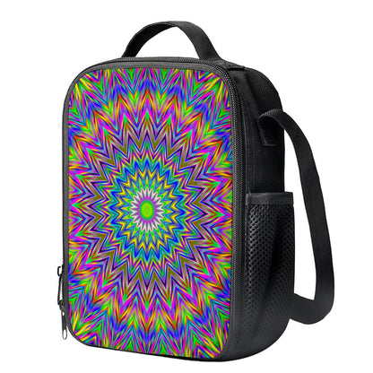 Colorful Psychedelic Optical Illusion Crossbody Lunch Bag