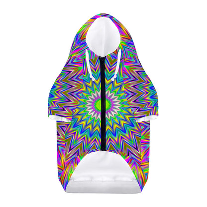 Colorful Psychedelic Optical Illusion Dog Zip Up Hoodie