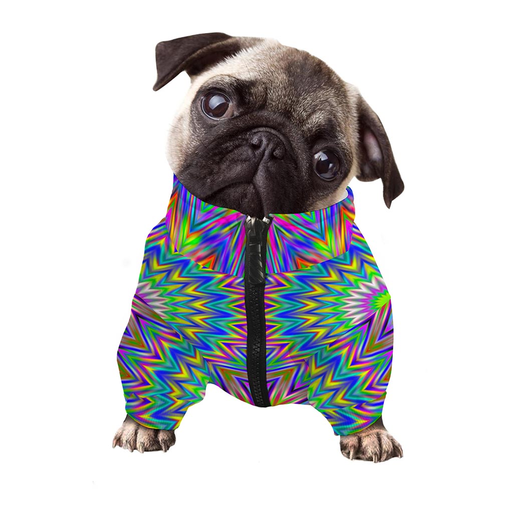 Colorful Psychedelic Optical Illusion Dog Zip Up Jacket