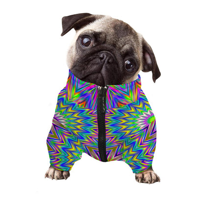 Colorful Psychedelic Optical Illusion Dog Zip Up Jacket
