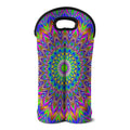 Colorful Psychedelic Optical Illusion Double Neoprene Wine Tote