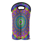 Colorful Psychedelic Optical Illusion Double Neoprene Wine Tote