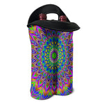Colorful Psychedelic Optical Illusion Double Neoprene Wine Tote