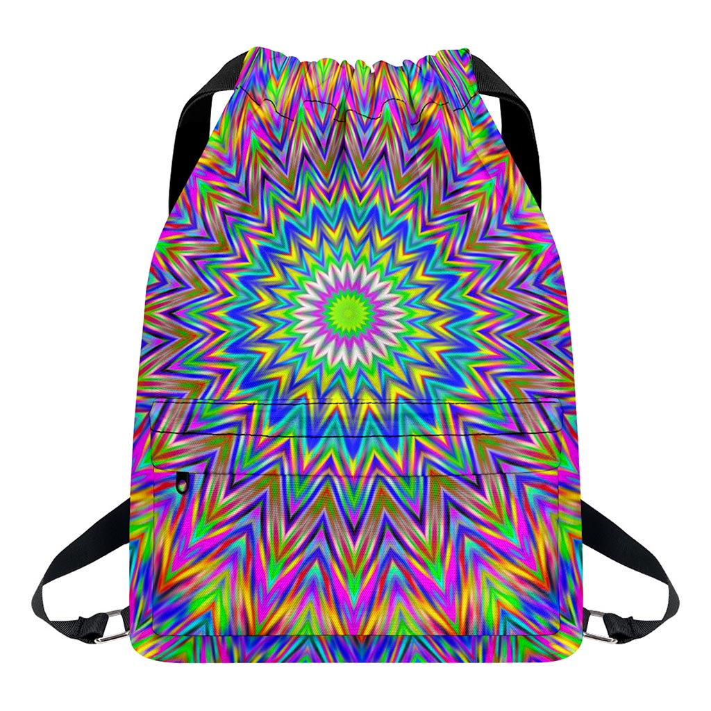 Colorful Psychedelic Optical Illusion Drawstring Backpack