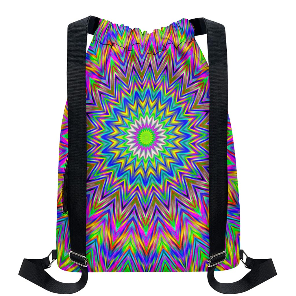 Colorful Psychedelic Optical Illusion Drawstring Backpack