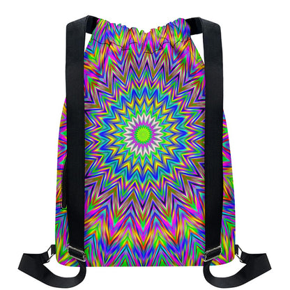 Colorful Psychedelic Optical Illusion Drawstring Backpack