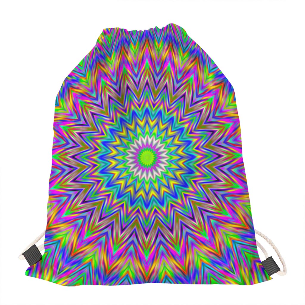Colorful Psychedelic Optical Illusion Drawstring Bag