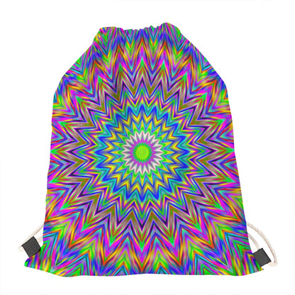 Colorful Psychedelic Optical Illusion Drawstring Bag