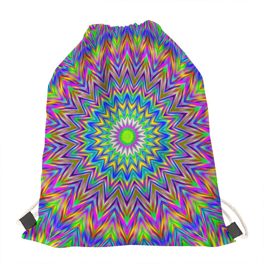 Colorful Psychedelic Optical Illusion Drawstring Bag