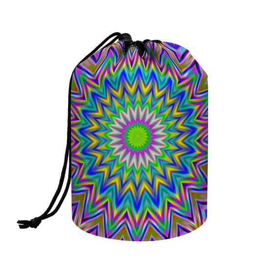 Colorful Psychedelic Optical Illusion Drawstring Makeup Bag