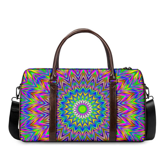 Colorful Psychedelic Optical Illusion Duffle Bag
