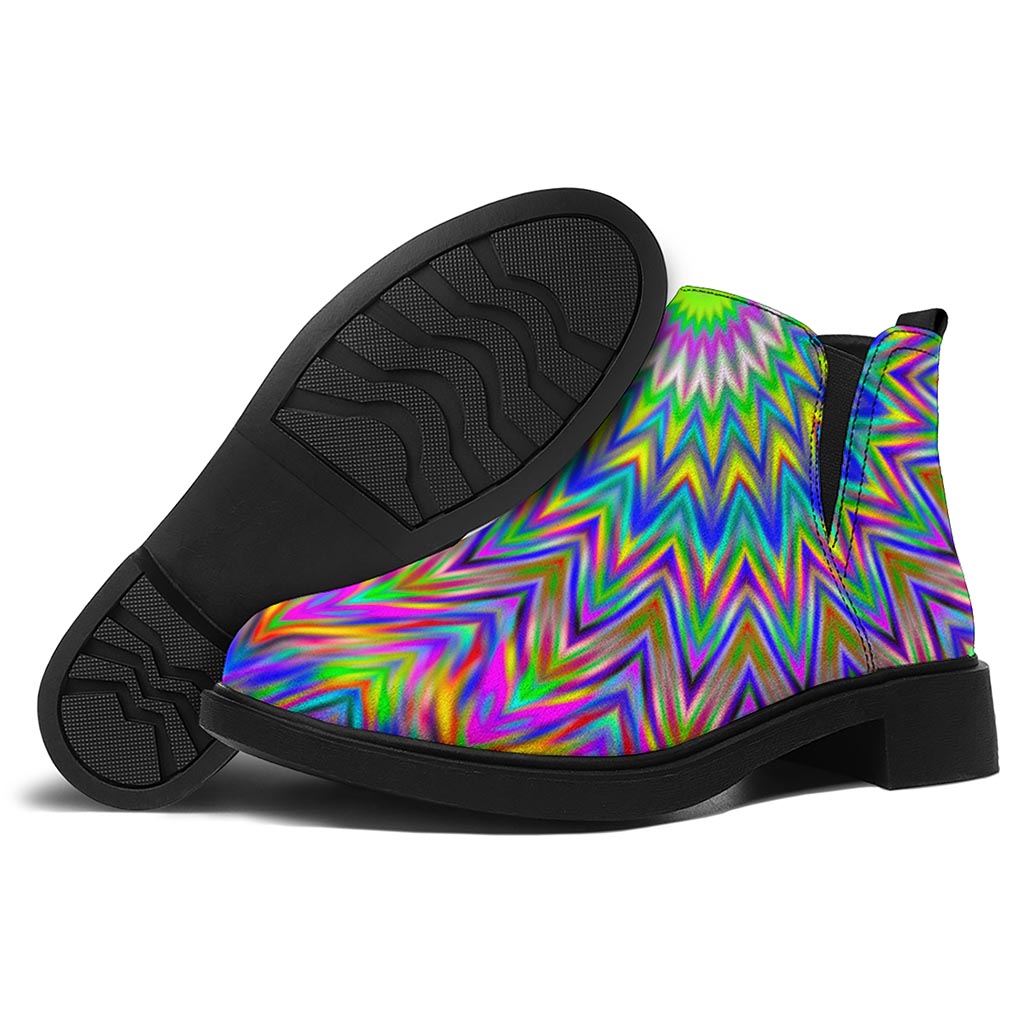 Colorful Psychedelic Optical Illusion Flat Ankle Boots