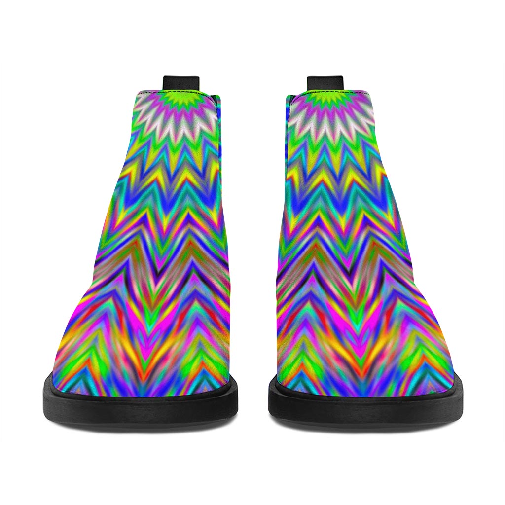 Colorful Psychedelic Optical Illusion Flat Ankle Boots