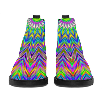 Colorful Psychedelic Optical Illusion Flat Ankle Boots