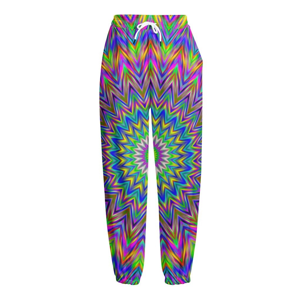 Colorful Psychedelic Optical Illusion Fleece Lined Knit Pants