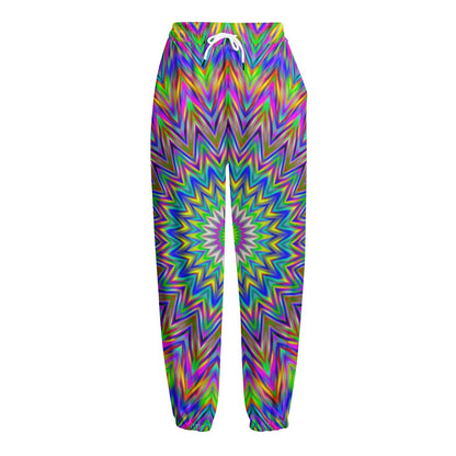 Colorful Psychedelic Optical Illusion Fleece Lined Knit Pants