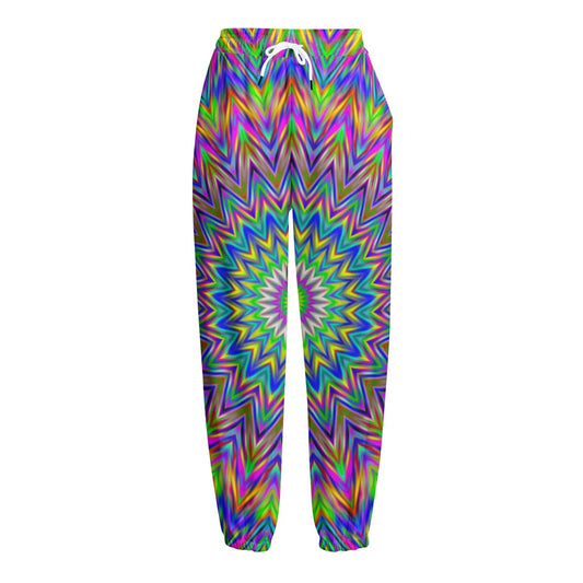 Colorful Psychedelic Optical Illusion Fleece Lined Knit Pants