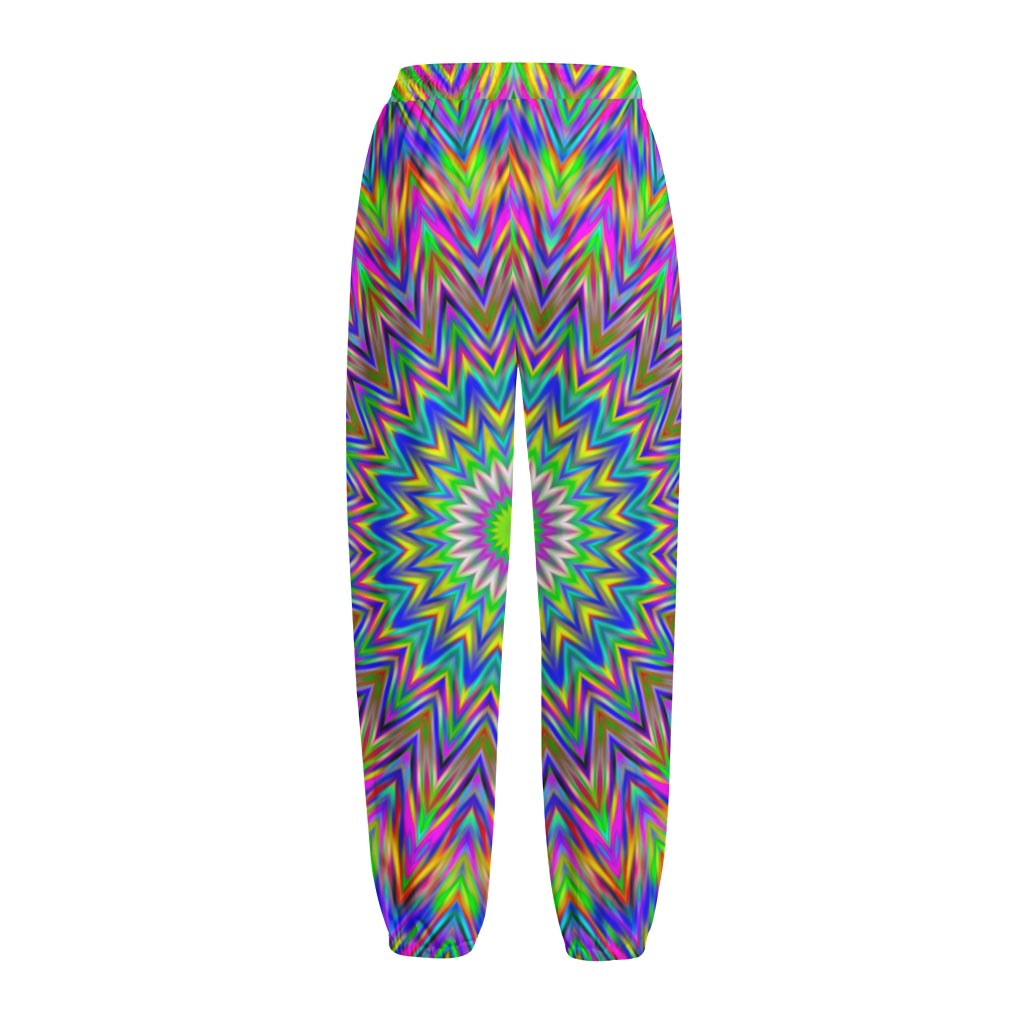 Colorful Psychedelic Optical Illusion Fleece Lined Knit Pants