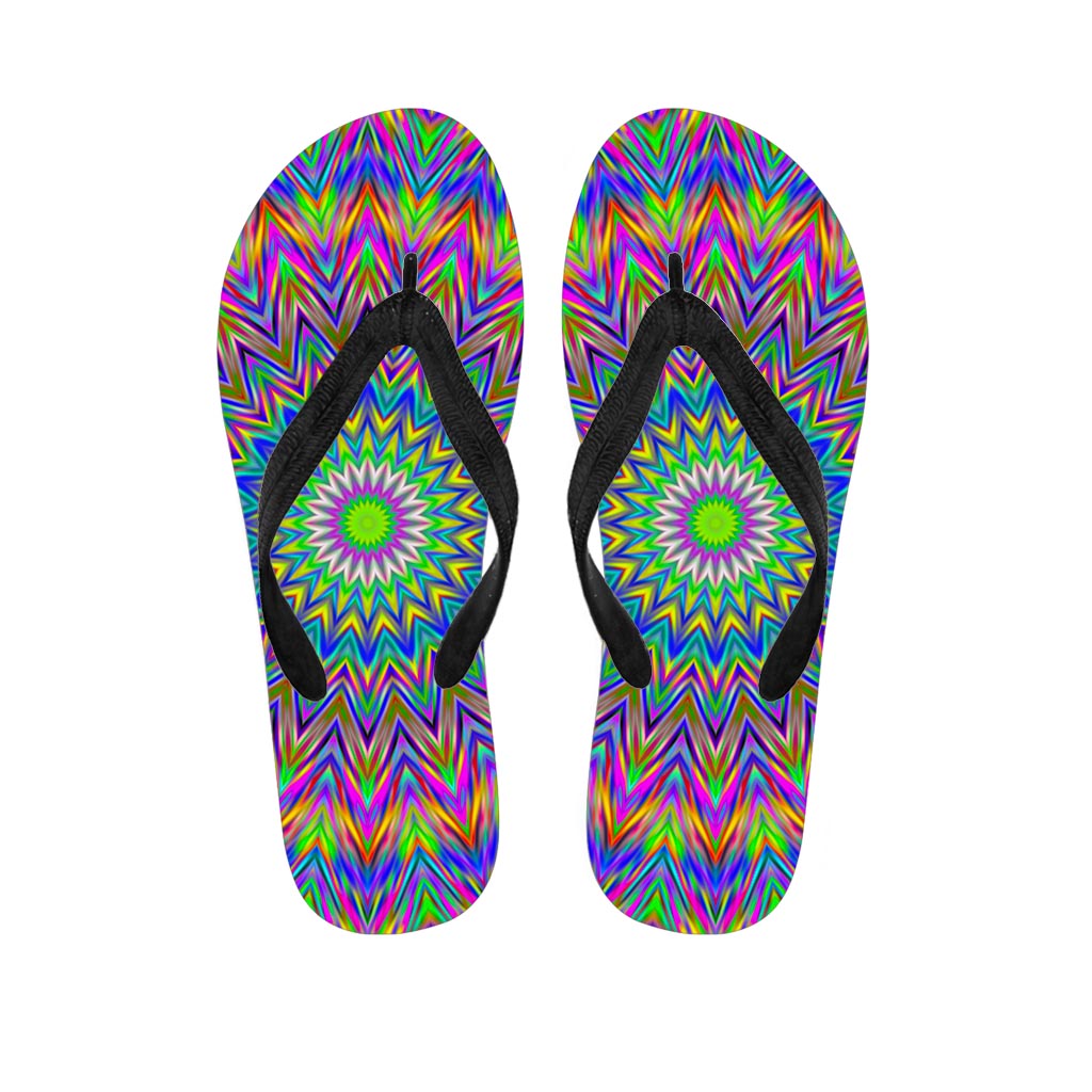 Colorful Psychedelic Optical Illusion Flip Flops