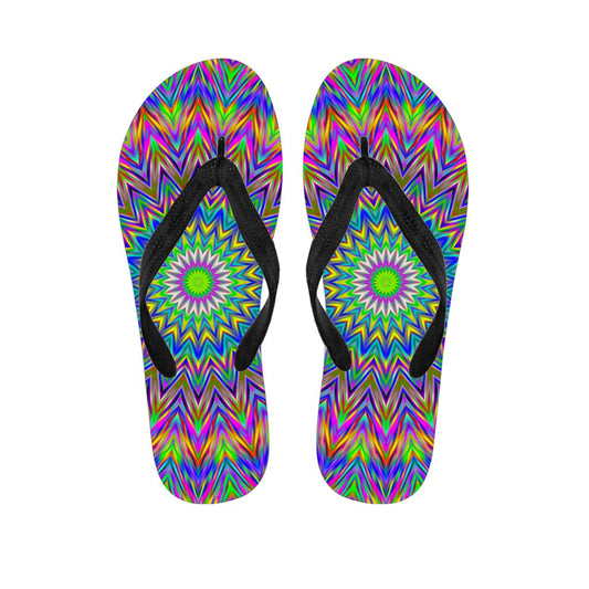 Colorful Psychedelic Optical Illusion Flip Flops