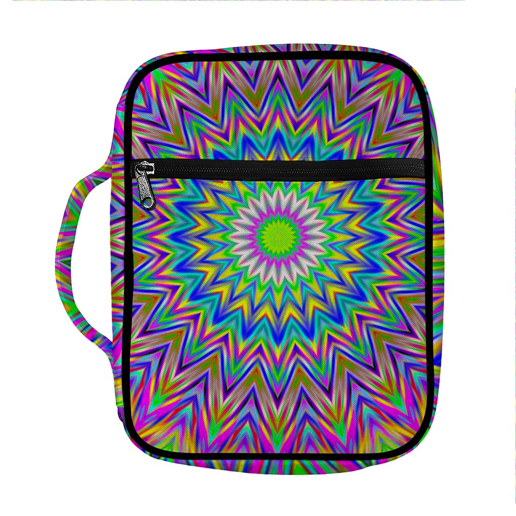 Colorful Psychedelic Optical Illusion Front Pocket Bible Bag