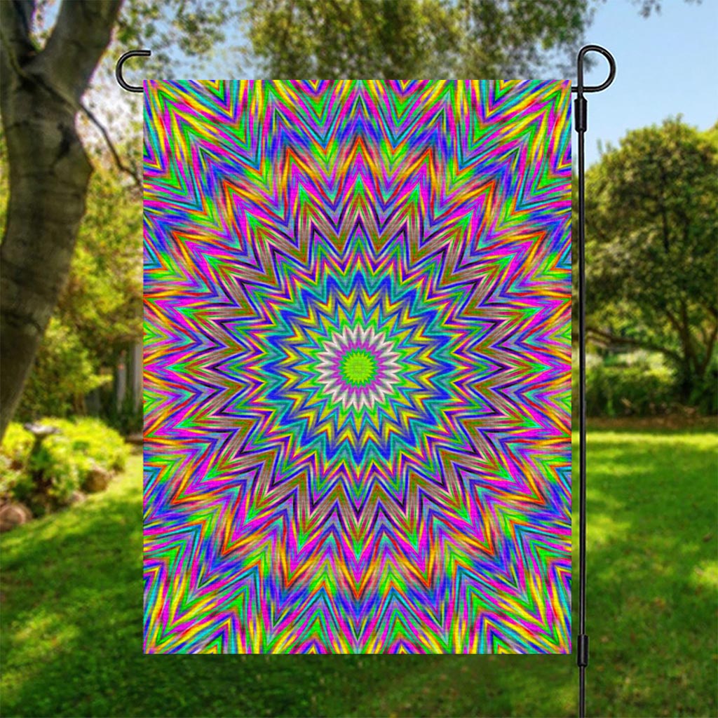 Colorful Psychedelic Optical Illusion Garden Flag