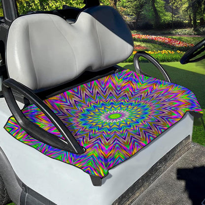 Colorful Psychedelic Optical Illusion Golf Cart Seat Cover