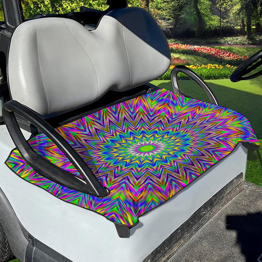 Colorful Psychedelic Optical Illusion Golf Cart Seat Cover