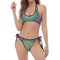 Colorful Psychedelic Optical Illusion Halter Scoop Tie Side Bikini