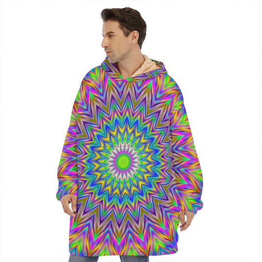 Colorful Psychedelic Optical Illusion Hoodie Blanket