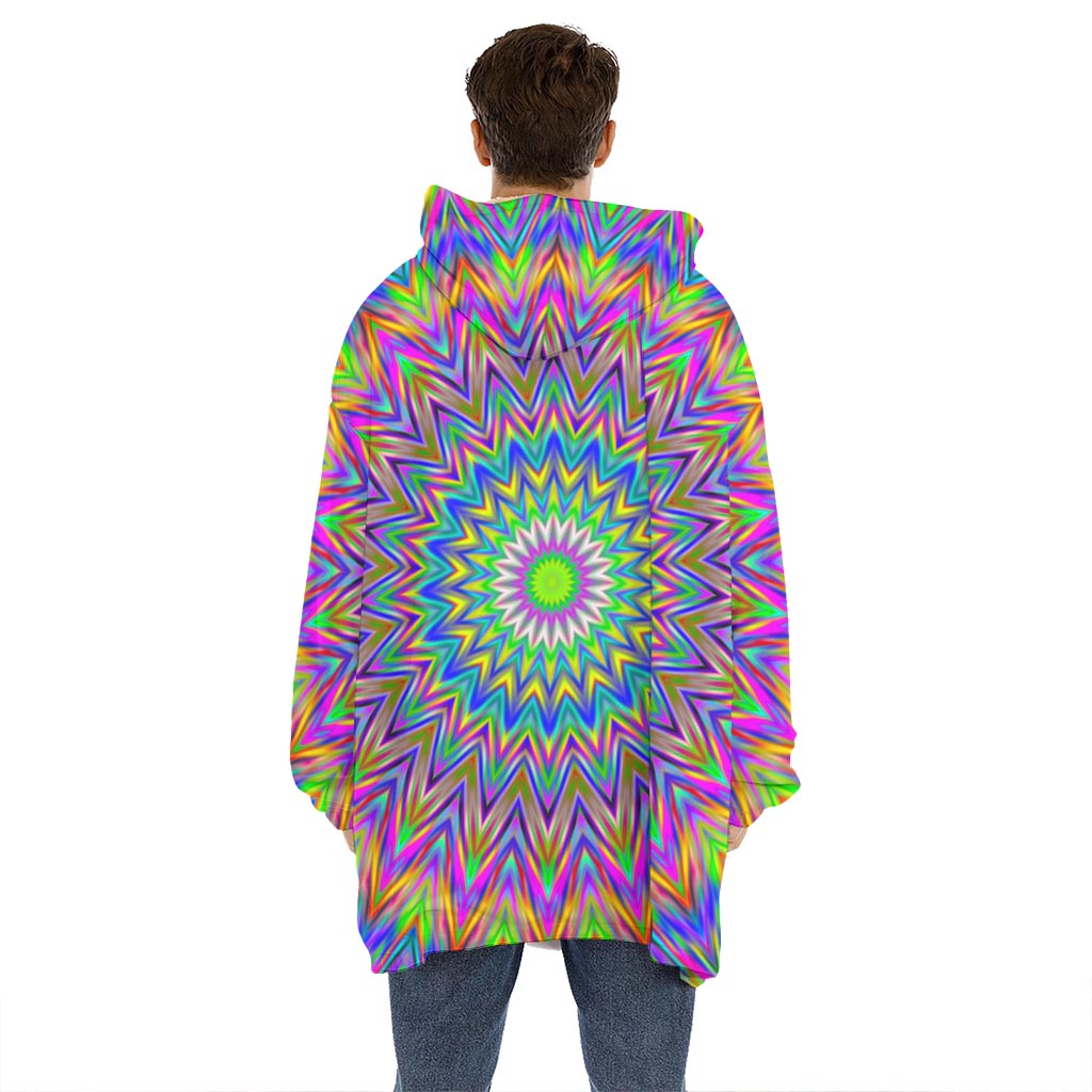 Colorful Psychedelic Optical Illusion Hoodie Blanket