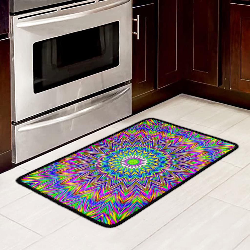 Colorful Psychedelic Optical Illusion Kitchen Mat