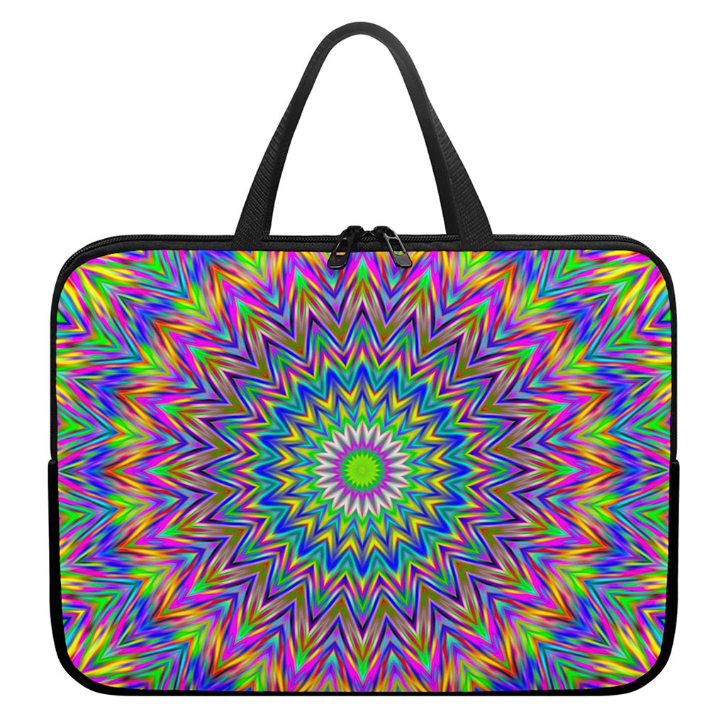 Colorful Psychedelic Optical Illusion Laptop Sleeve With Handle